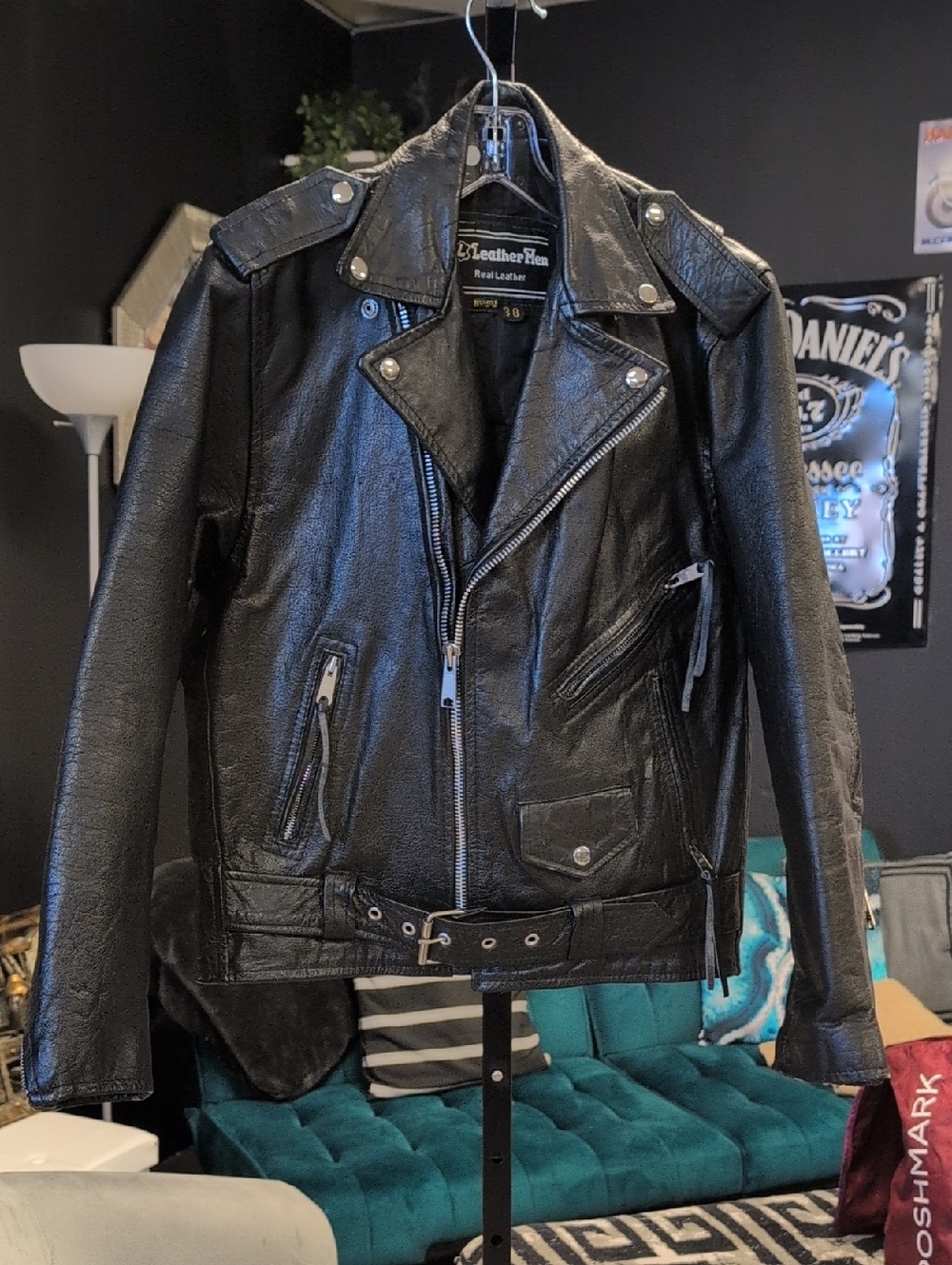 Black Leather Biker Jacket for Women